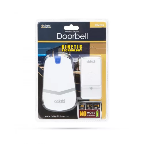 DeLight Digitális elem- és vezeték nélküli csengő - Kinetic (55342WH)
