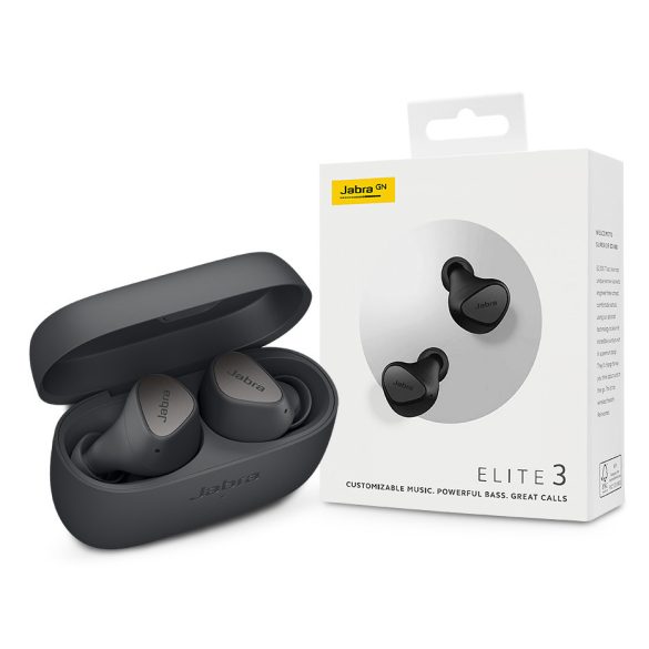 Jabra TWS Bluetooth sztereó headset v5.2 + töltőtok - Jabra Elite 3 True        Wireless Earphones with Charging Case - sötét szürke