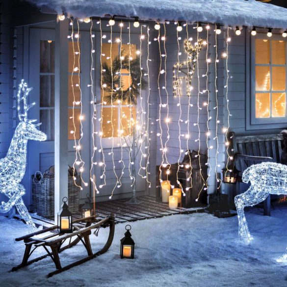 Family Pound Karácsonyi LED fényfüggöny - 220 x 150 cm - melegfehér - 8 funkció - IP44 (58039)