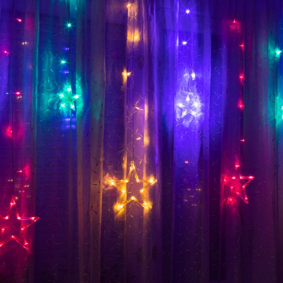 Family Pound Karácsonyi LED fényfüzér - csillagok - multicolor - 6 nagy, 6 kicsi - 3 x 1 m (58042A)
