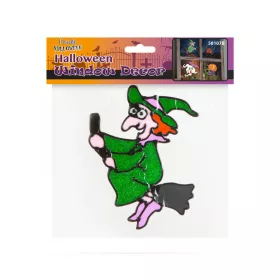   Halloween-i ablakdekor - színes csillámos boszorkány (58107B)
