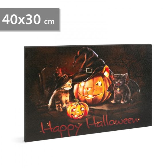 Halloween-i LED-es hangulatkép - fali akasztóval, 2 x AA, 40 x 30 cm (58400)