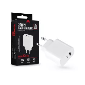   Maxlife MXTC-06 PD+QC 20W gyorstöltő adapter USB + Type-C - fehér