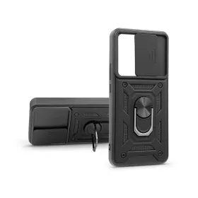   Xiaomi 12T/12T Pro ütésálló hátlap gyűrűvel és kameravédővel - Defender Slide - fekete