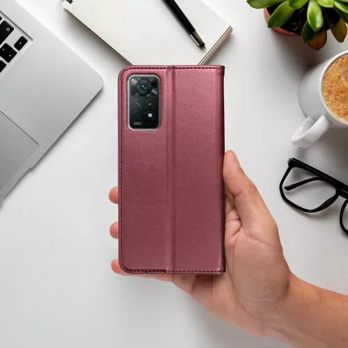 Smart Magneto Book Flip bőrtok - Xiaomi Redmi Note 12 Pro 5G/Poco X5 Pro 5G -   bordó