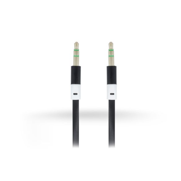 3,5 - 3,5 mm jack audio kábel 1 m-es lapos vezetékkel - fekete