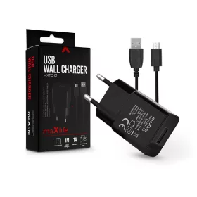   Maxlife USB hálózati töltő adapter + USB - micro USB kábel 1 m-es vezetékkel -  Maxlife MXTC-01 USB Wall Charger - 5V/1A - fekete