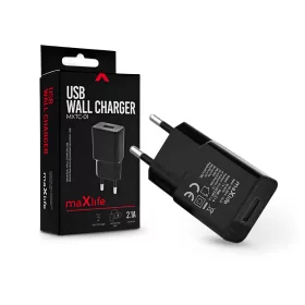   Maxlife USB hálózati töltő adapter - Maxlife MXTC-01 USB Wall Fast Charger - 5V/2,1A - fekete