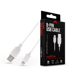   Maxlife USB - Lightning adat- és töltőkábel 1 m-es vezetékkel - Maxlife 8-PIN   USB Cable - 5V/2A - fehér