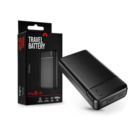   Maxlife univerzális hordozható, asztali akkumulátor töltő - Maxlife MXPB-01     Power Bank - 2xUSB + microUSB + Type-C - 20.000 mAh - fekete