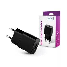   Setty USB hálózati töltő adapter - Setty USB Wall Charger - 5V/1A - fekete