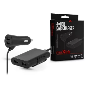   Maxlife 4xUSB szivargyújtó töltő adapter - Maxlife MXCC-03 USB Car Charger -    5V/2,4A - fekete
