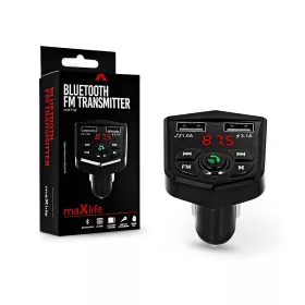   Maxlife Bluetooth FM-transmitter/szivargyújtó töltő - 2xUSB + microSD kártyaolvasó - Maxlife MXFT-02 - 5V/3.1A - fekete