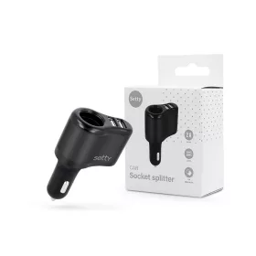   Setty szivargyújtó töltő adapter 2xUSB + szivargyújtó aljzattal - Setty RGS-01 Car Socket Splitter - fekete