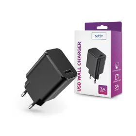   Setty USB hálózati töltő adapter - Setty USB Wall Charger - 5V/3A - fekete