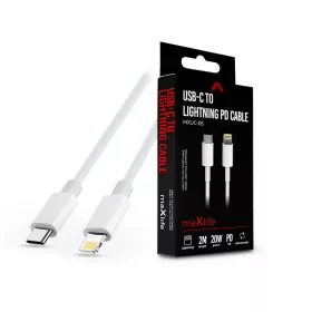   Maxlife USB Type-C - Lightning adat- és töltőkábel 2 m-es vezetékkel - Maxlife MXUC-05 USB-C to Lightning PD3.0 Cable - 20W - fehér