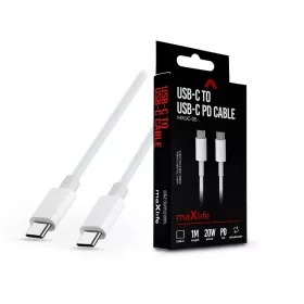   Maxlife Type-C - Type-C adat- és töltőkábel 1 m-es vezetékkel - Maxlife MXUC-05 USB-C to USB-C PD3.0 Cable - 20W - fehér