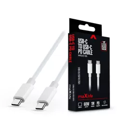   Maxlife Type-C - Type-C adat- és töltőkábel 1 m-es vezetékkel - Maxlife MXUC-05 USB-C to USB-C PD Cable - 60W - fehér
