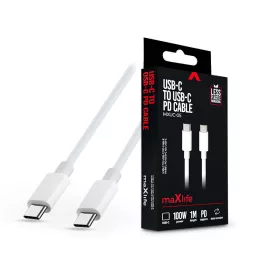   Maxlife Type-C - Type-C adat- és töltőkábel 1 m-es vezetékkel - Maxlife MXUC-05 USB-C to USB-C PD Cable - 100W - fehér