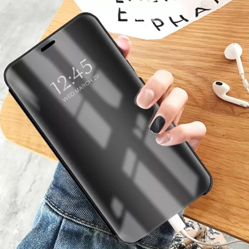 Smart Clear View oldalra nyíló flipes tok - Samsung A536U Galaxy A53 5G - fekete