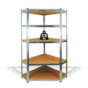   Fémpolc állvány - sarok - 5 szintes - fém - max. 175 kg - 180 x 40 x 40 cm (10846)