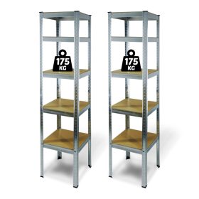   Fémpolc állvány - 5 szintes - fém - max. 175 kg - 180 x 40 x 40 cm (10845)