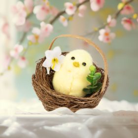   Húsvéti dekoráció - csibe fészekben - 7,5 x 7,5 cm (CMK-7862)