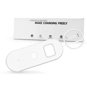   Extreme Qi univerzális vezeték nélküli töltő állomás - 15W - Extreme WR-13      Wireless Charger 3in1 - Qi eszköz/Apple iWatch/TWS Airpods - fehér