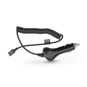   Micro USB szivargyújtós gyorstöltő spirál kábellel - 5V/2A - fekete