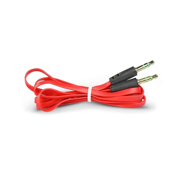 3,5 - 3,5 mm jack audio kábel 1 m-es lapos vezetékkel - piros/fekete