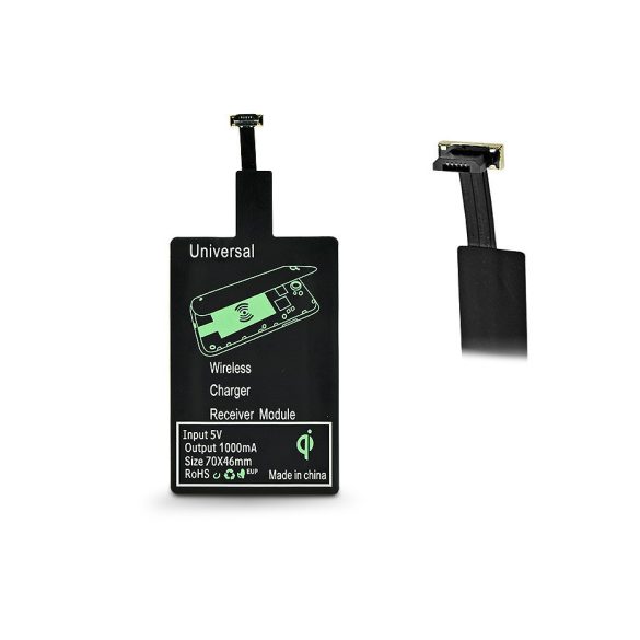 Micro USB Qi adapter vezeték nélküli töltő állomáshoz - Type-A - fekete