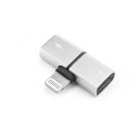   Lightning elosztó adapter egyidőben történő töltéshez és zenehallgatáshoz - ezüst
