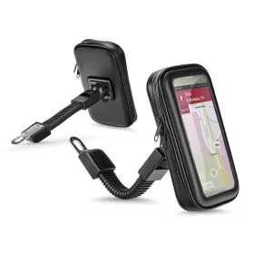   Univerzális kerékpárra/motorkerékpárra szerelhető, por- és cseppálló telefontartó 5.5-6.3'' méretű készülékekhez - fekete
