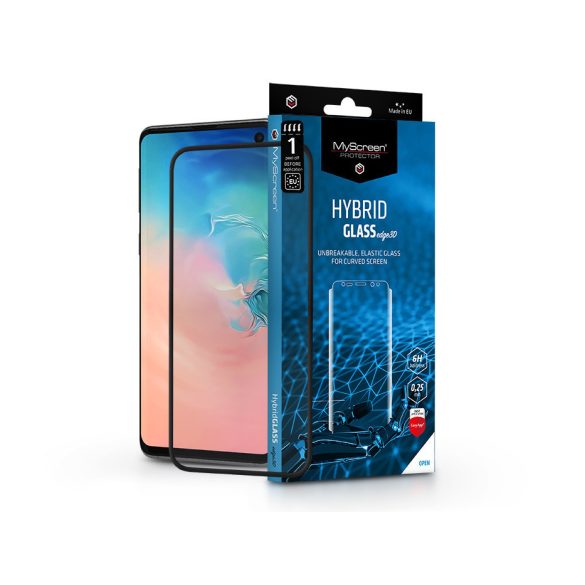 Samsung G973U Galaxy S10 rugalmas üveg képernyővédő fólia ívelt kijelzőhöz -    MyScreen Protector Hybrid Glass Edge3D - fekete