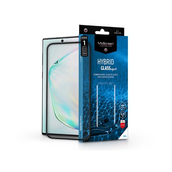 Samsung N970F Galaxy Note 10 rugalmas üveg képernyővédő fólia ívelt kijelzőhöz -MyScreen Protector Hybrid Glass Edge3D - fekete