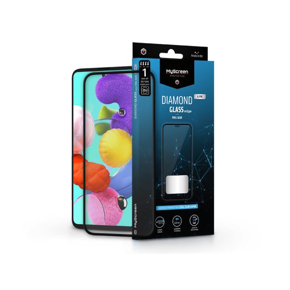 Samsung A515F Galaxy A51 edzett üveg képernyővédő fólia - MyScreen Protector    Diamond Glass Lite Edge2.5D Full Glue - fekete