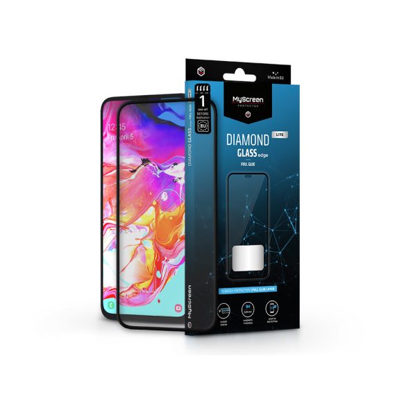 Samsung A705F Galaxy A70/A70s edzett üveg képernyővédő fólia - MyScreen         Protector Diamond Glass Lite Edge2.5D Full Glue - fekete