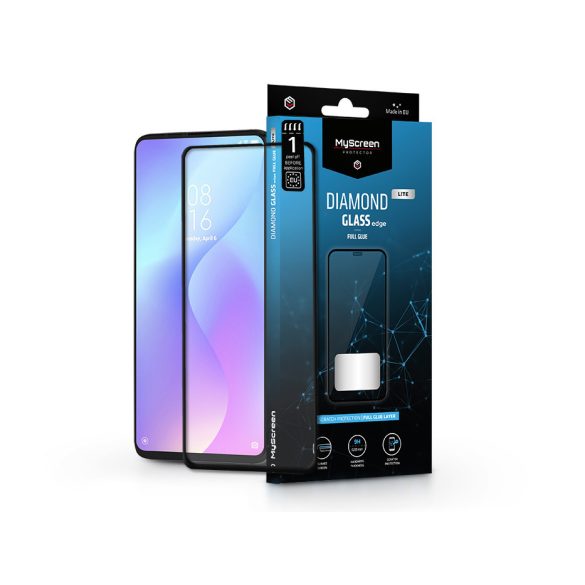 Xiaomi Mi 9T edzett üveg képernyővédő fólia - MyScreen Protector Diamond Glass  Lite Edge2.5D Full Glue - fekete