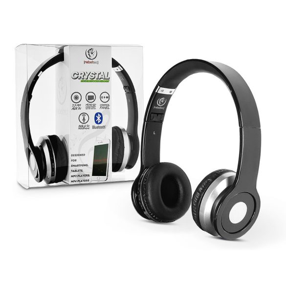 Rebeltec Wireless Bluetooth sztereó fejhallgató beépített mikrofonnal - Rebeltec Crystal Hi-Fi Bluetooth Headset - fekete/ezüst