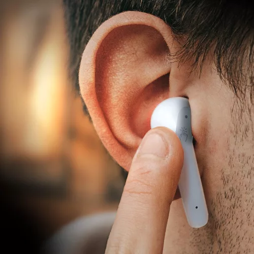 TWS Bluetooth sztereó headset v5.0 + töltőtok - EP-037 True Wireless Earphones -fehér