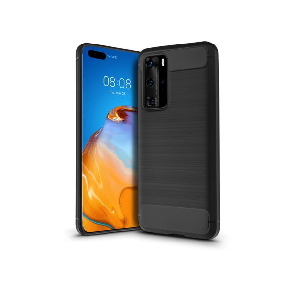 Huawei P40 szilikon hátlap - Carbon - fekete