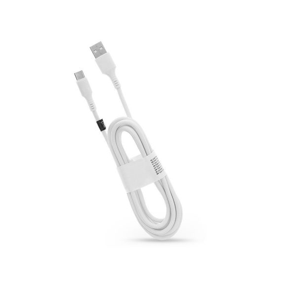 USB - USB Type-C adat- és töltőkábel 3 m-es erős textil vezetékkel - C279 USB to Type-C Cable - 2A - fehér - ECO csomagolás