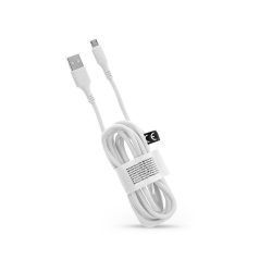  USB - Micro USB adat- és töltőkábel 2 m-es erős textil vezetékkel - C281 USB to Micro USB Cable - 2,1A - fehér - ECO csomagolás