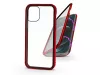 Apple iPhone 12 Pro Max mágneses, 2 részes hátlap előlapi üveggel - Magneto 360 - piros