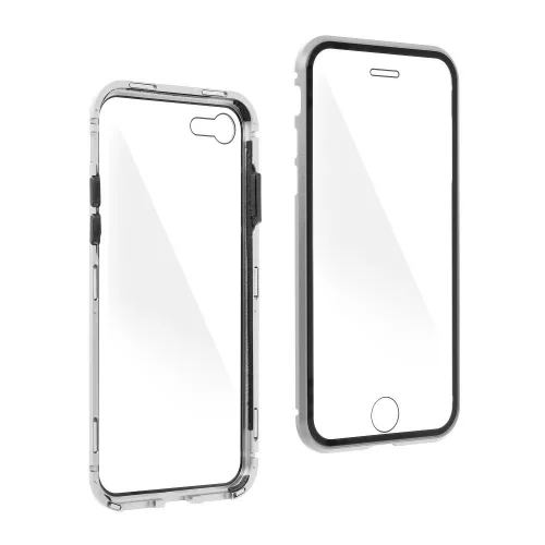 Apple iPhone 12 Mini mágneses, 2 részes hátlap előlapi üveggel - Magneto 360 - ezüst