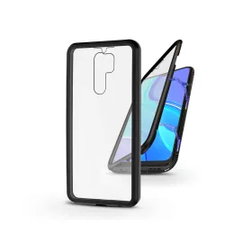   Xiaomi Redmi 9 mágneses, 2 részes hátlap előlapi üveggel - Magneto 360 - fekete