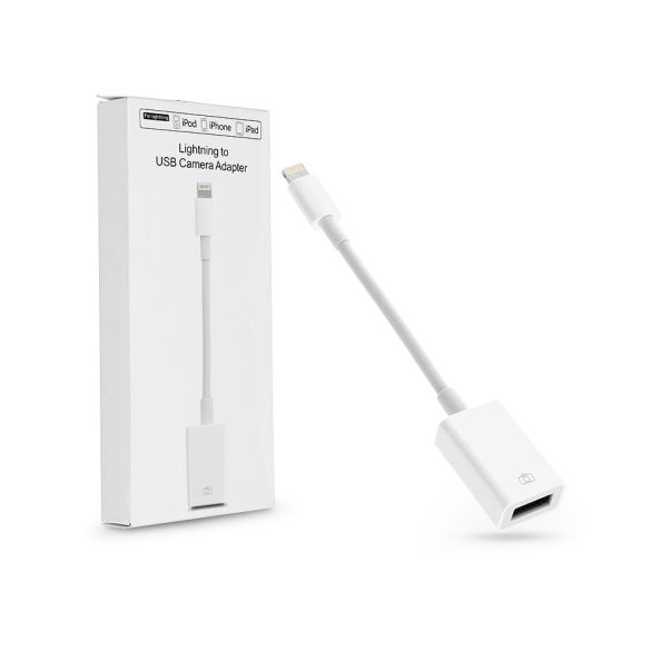 Utángyártott OTG adapter Lightning - USB-A csatlakozóval - fehér