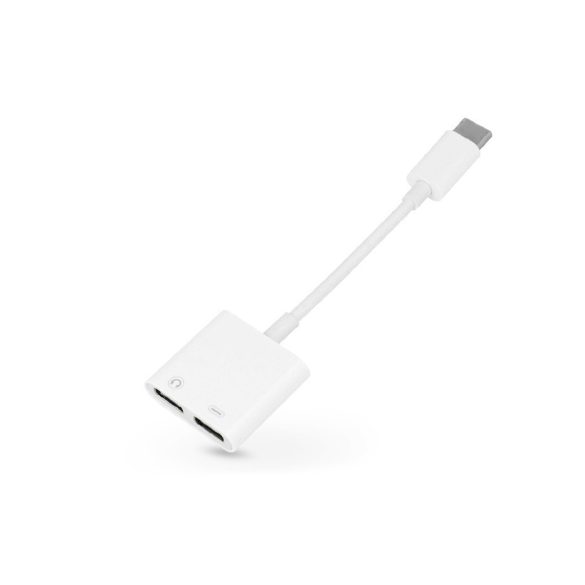USB Type-C - 2x USB Type-C adapter egyidőben történő töltéshez és zenehallgatáshoz - fehér - ECO csomagolás