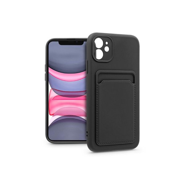 Apple iPhone 11 szilikon hátlap kártyatartóval - Card Case - fekete