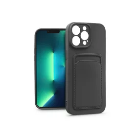   Apple iPhone 13 Pro szilikon hátlap kártyatartóval - Card Case - fekete